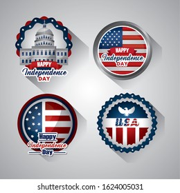 bundle of presidents day set emblems vector illustration design