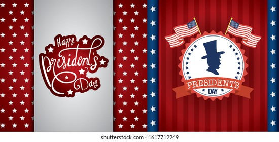 bundle of presidents day two emblems vector illustration design