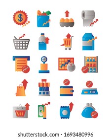 bundle of price hike set icons vector illustration design