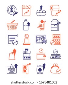 bundle of price hike set icons vector illustration design