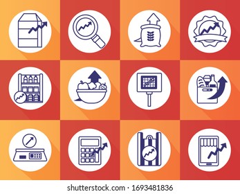 bundle of price hike set icons vector illustration design