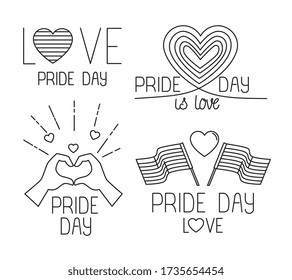 bundle of pride day icons, line style vector illustration design
