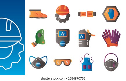 bundle of protection tools set icons vector illustration design