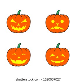Bundle pumpkins. Halloween pumpkins bat silhouette. Halloween background vector illustration. - pumpkins Vector