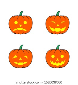 Bundle pumpkins. Halloween pumpkins bat silhouette. Halloween background vector illustration. - pumpkins Vector