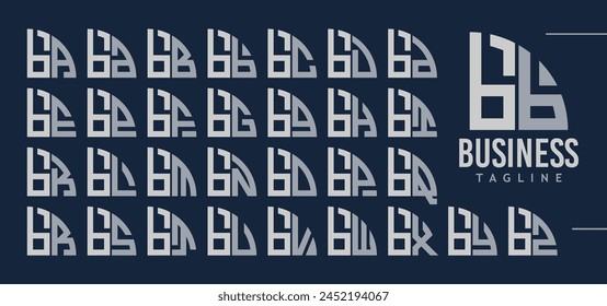 Bundle of quarter circle lowercase letter B BB logo design