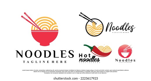 Bundle ramen or noodle logo design for business with creative concept Premium Vector