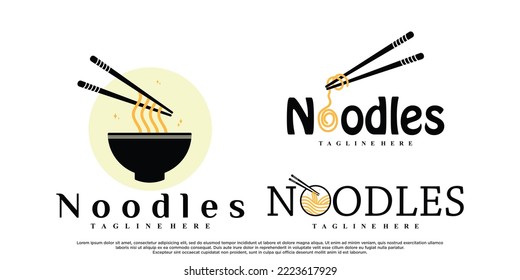 Bundle ramen or noodle logo design for business with creative concept Premium Vector