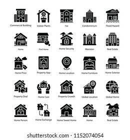 
Bundle of Real Estate Glyph Vector Icons
