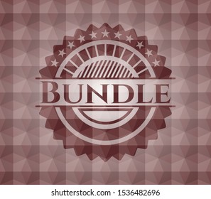 Bundle red badge with geometric pattern background. Seamless.