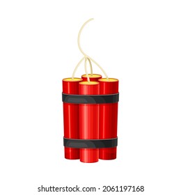 Conjunto de bastones de dinamita roja con ilustración vectorial de mecha bickford