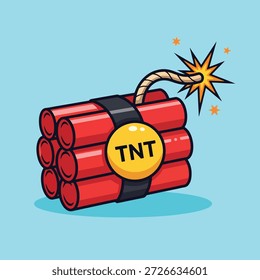 A bundle of red dynamite sticks labeled TNT with a lit fuse, ready to explode.