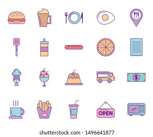 bundle of restaurant service set icons vector illustration design