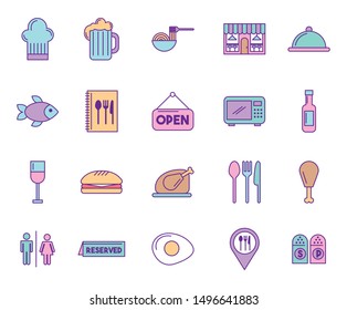 bundle of restaurant service set icons vector illustration design