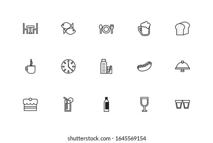 conjunto de iconos de línea de restaurante diseño vectorial