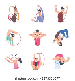 Bundle of Rhythmic Sports Flat Character Illustrations 

