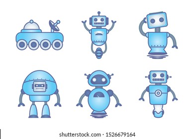 bundle of robots cyborg set icons vector illustration design