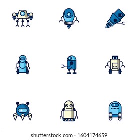 bundle of robots cyborg set icons vector illustration design
