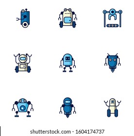 bundle of robots cyborg set icons vector illustration design