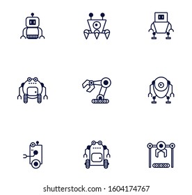 bundle of robots cyborg set icons vector illustration design
