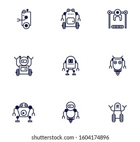 bundle of robots cyborg set icons vector illustration design