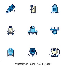 bundle of robots cyborg set icons vector illustration design