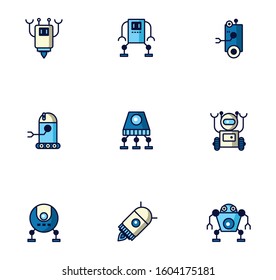 bundle of robots cyborg set icons vector illustration design