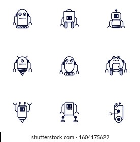 bundle of robots cyborg set icons vector illustration design