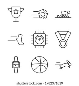 bundle of runners and tracks set icons vector illustration design