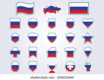 bundle of Russia icon flag symbol sign vector illustration design