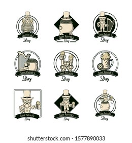 bundle of saint patrick day celebration icons vector illustration design