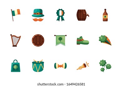 bundle of saint patricks day detaild style icons vector illustration design