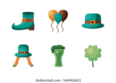 bundle of saint patricks day detaild style icons vector illustration design