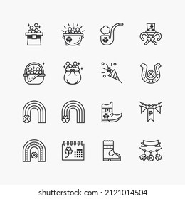 Bundle of Saint Patricks Day flat line icons collection. simple  design vector