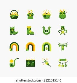 Bundle of Saint Patricks Day flat line icons collection. simple  design vector