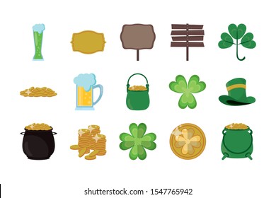 bundle of saint patricks day icons vector illustration design