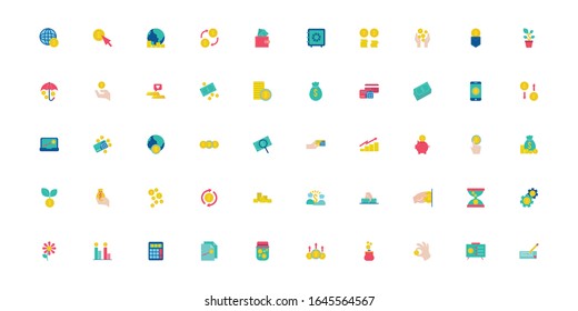 bundle of saving set flat style icons vector illustration design