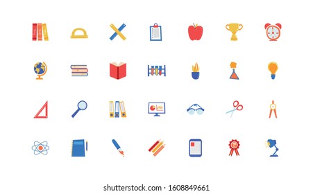 bundle of school set icons vector illustration design