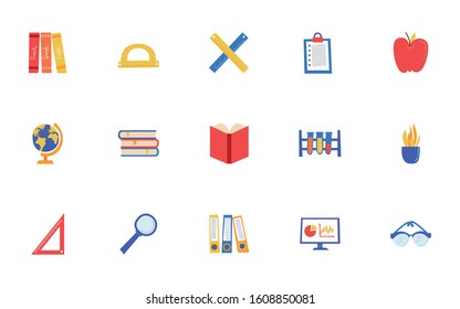 bundle of school set icons vector illustration design