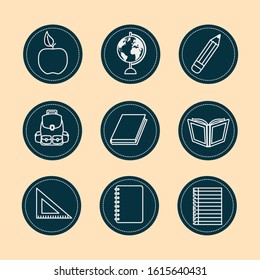 bundle of school set supplies vector illustration design