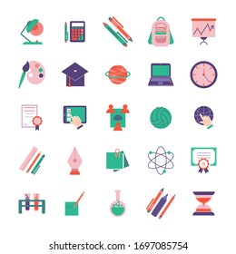 bundle of schoolflat style set icons vector illustration design