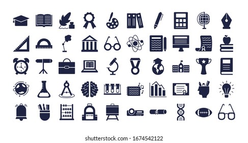 bundle of schoolsilhouette style set icons vector illustration design