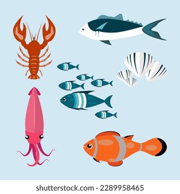 
bundle of sea fish illustration