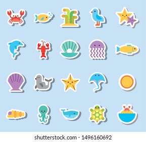 bundle of sea life animals icons vector illustration design