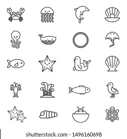 bundle of sea life animals icons vector illustration design