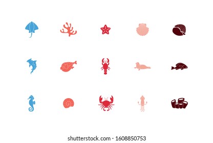 bundle of sealife set icons vector illustration design