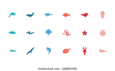 bundle of sealife set icons vector illustration design