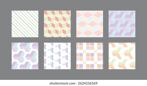 bundle seamless pattern with abstract geometric shapes. seamless pattern collection