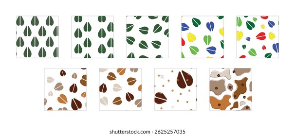 Bundle seamless pattern with giraffe footprints. Animal footprint repeat background collection for textile, fabric and other
