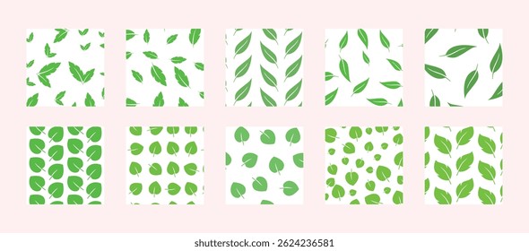 bundle seamless pattern with leaf seamless pattern collection